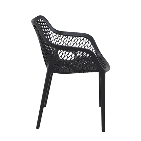 Fauteuil de jardin moderne ajouré en polypropylène noir
