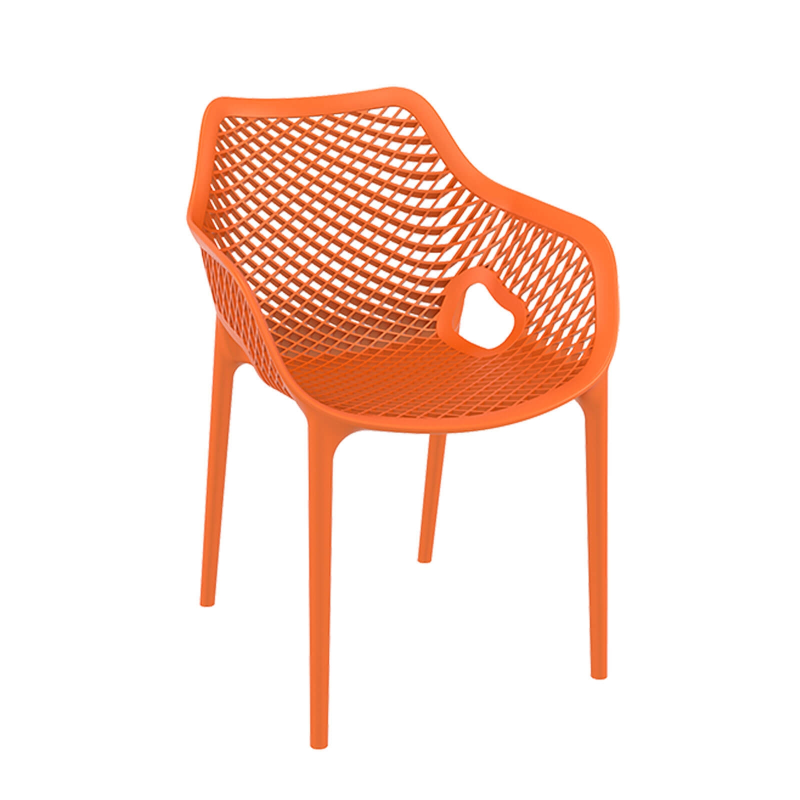 Fauteuil de jardin moderne ajouré en polypropylène orange
