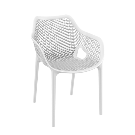 Fauteuil de jardin moderne ajouré en polypropylène blanc