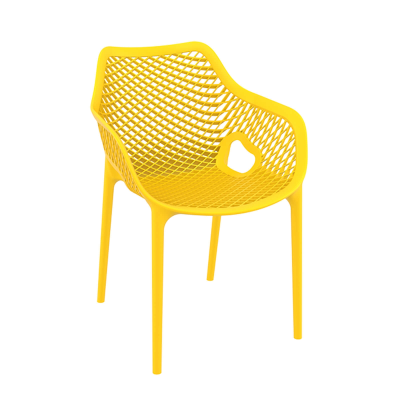 Fauteuil de jardin moderne ajouré en polypropylène jaune