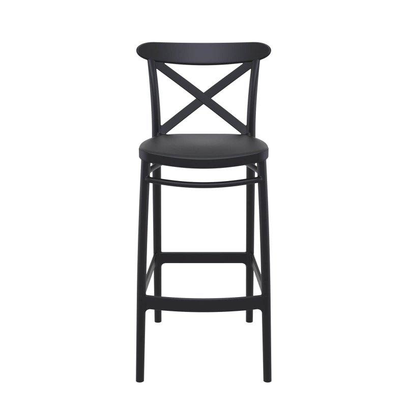 Tabouret de jardin noir avec dossier