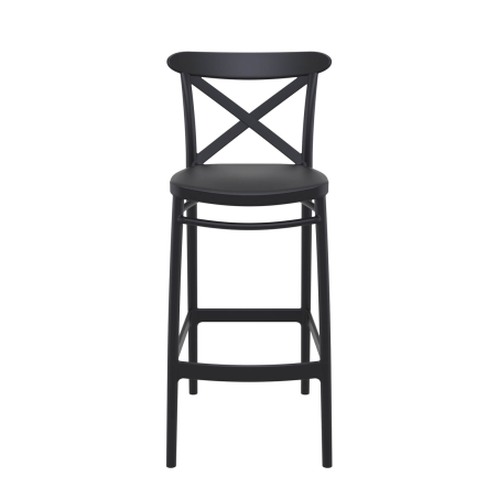 Tabouret de jardin noir avec dossier