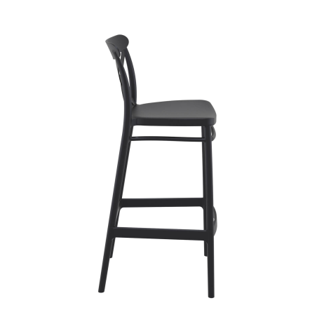 Tabouret de jardin noir avec dossier