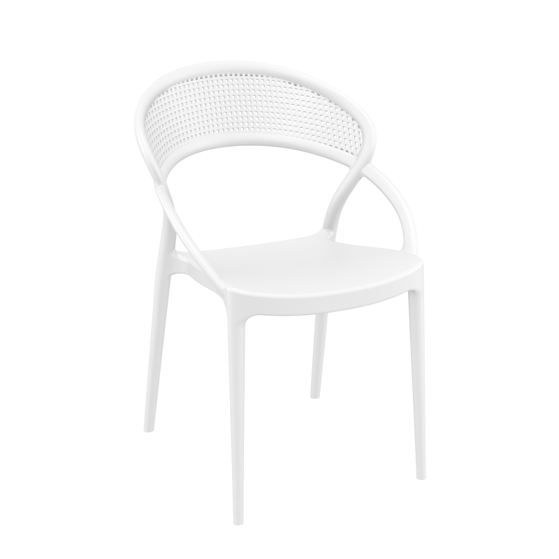Chaise design de jardin empilable en polypropylène blanc - Sunset