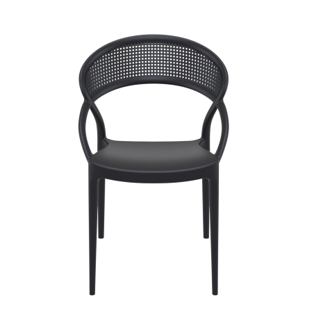 Chaise design empilable en polypropylène noir - Sunset
