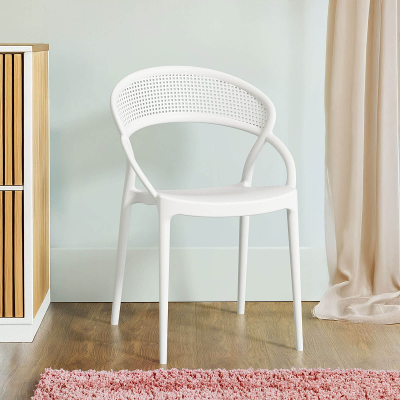 Chaise design empilable en plastique blanc - Sunset