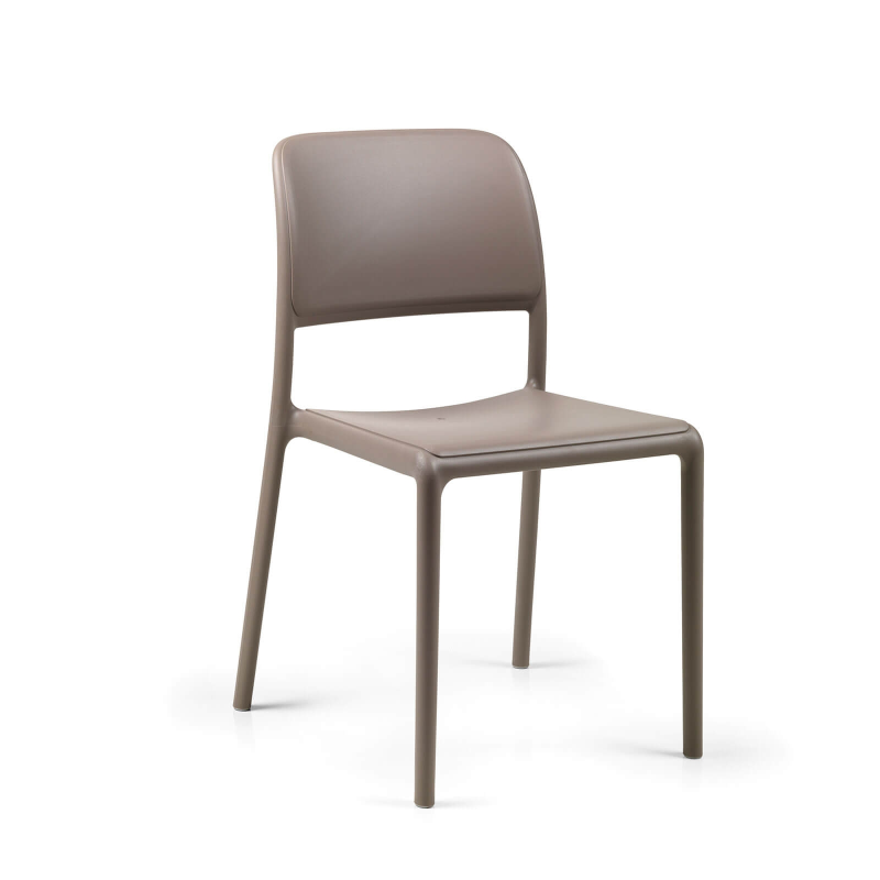 Chaise en plastique polypropylène taupe - Riva Bistrot