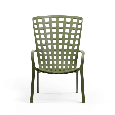 Fauteuil tendance italien réglable et empilable en plastique vert - Folio