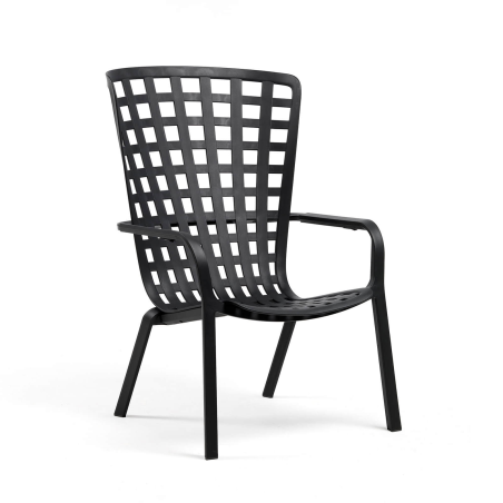 Fauteuil tendance de jardin empilable en polypropylène noir - Folio