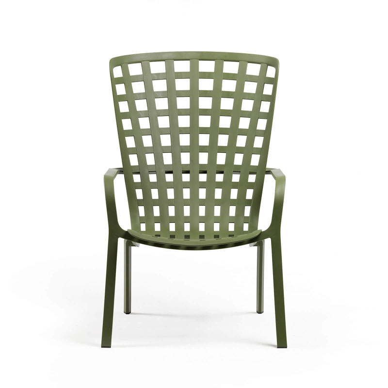 Fauteuil moderne de jardin empilable et réglable en plastique vert - Folio