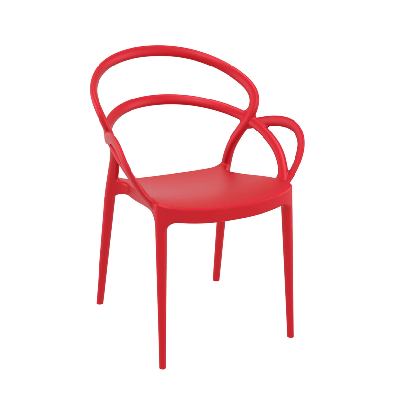 Fauteuil design en polypropylène rouge - Mila