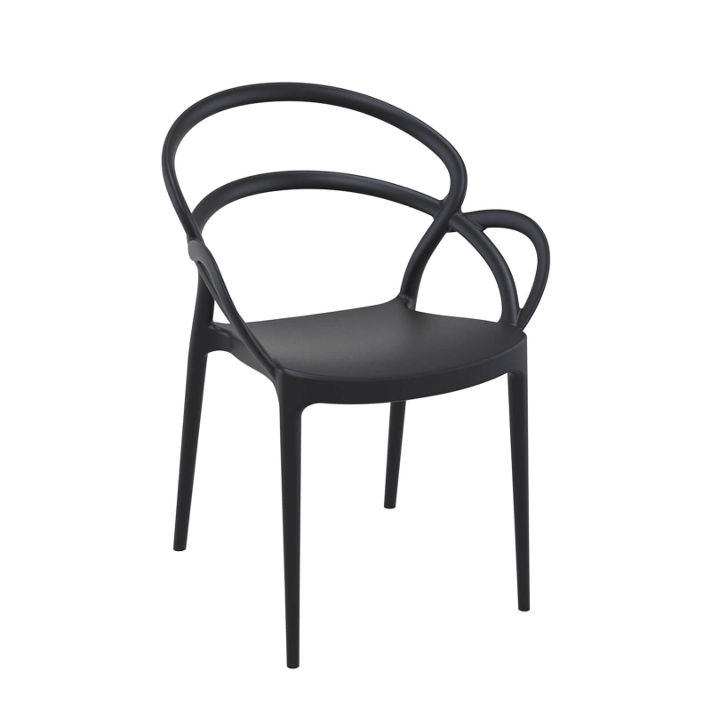 Fauteuil de jardin design en polypropylène noir - Mila
