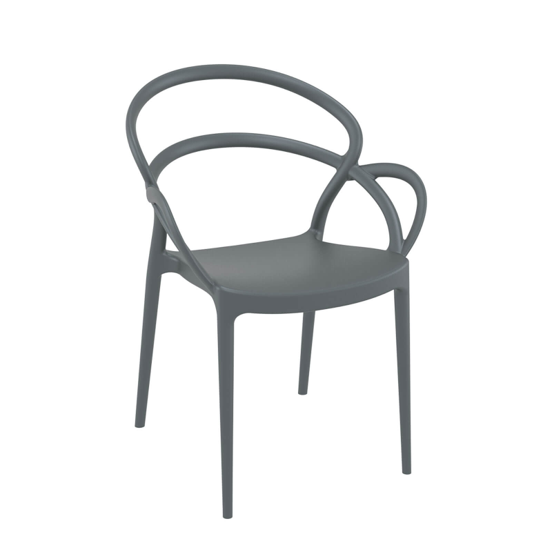 Fauteuil de jardin design en polypropylène gris foncé - Mila