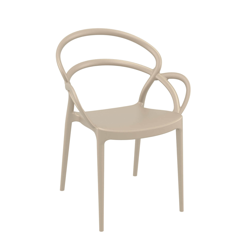 Fauteuil de jardin design en polypropylène taupe - Mila
