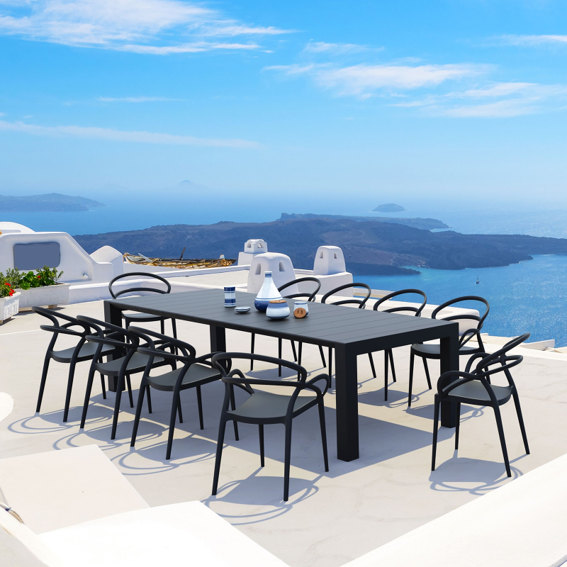 Fauteuil de jardin design en polypropylène noir - Mila