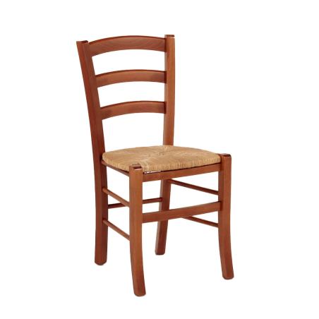Chaise de cuisine rustique en hêtre massif et paille - Brocéliande