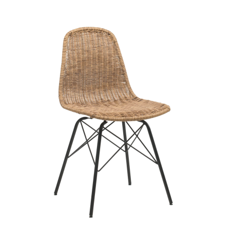 Chaise ethnique tressée naturel avec pieds noirs - Bornéo