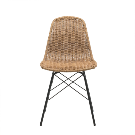 Chaise bohème tressée naturel avec pieds noirs - Bornéo