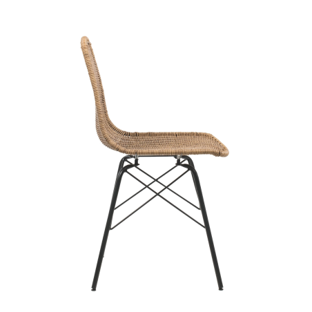 Chaise bohème tressée naturel avec pieds Eiffel - Bornéo