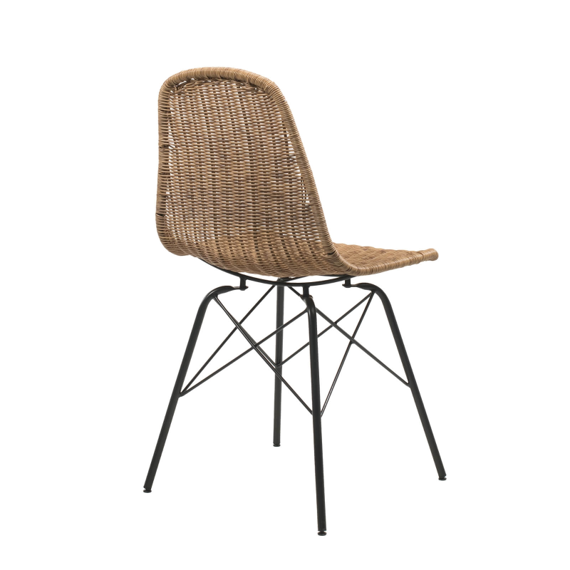 Chaise exotique tressée avec pieds noirs - Bornéo