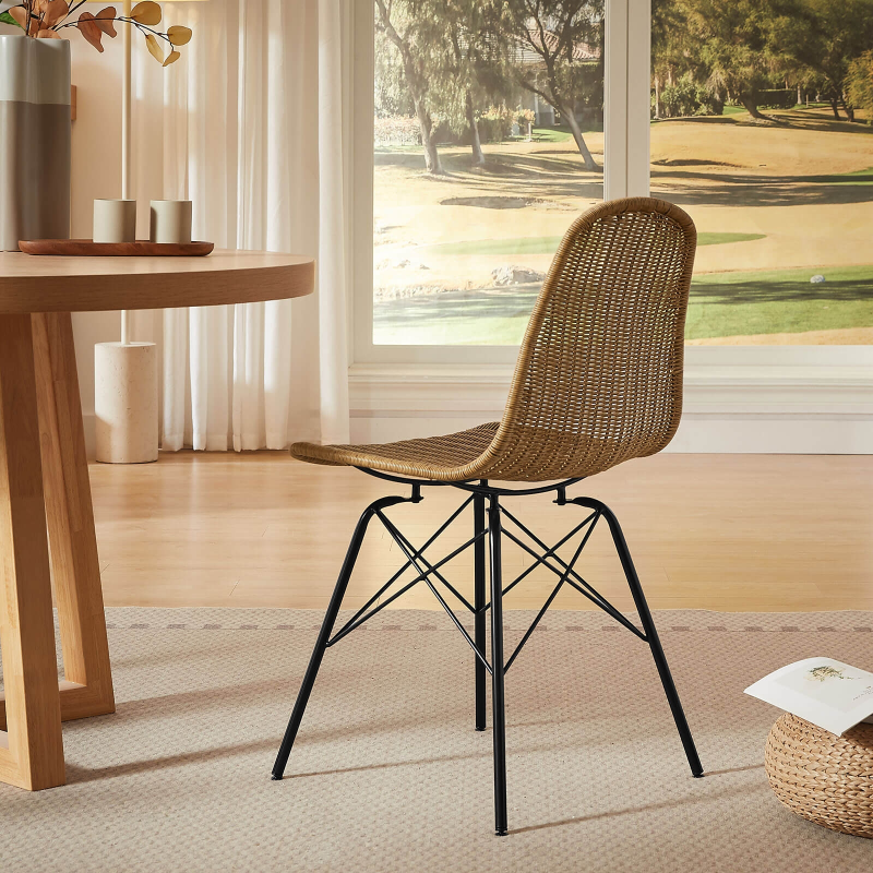 Chaise tressée naturel avec pieds noirs - Bornéo