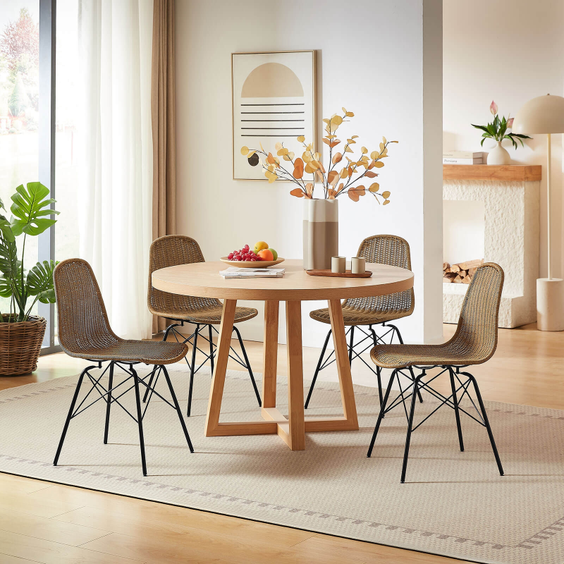 Chaise tressée naturel avec pieds Eiffel - Bornéo