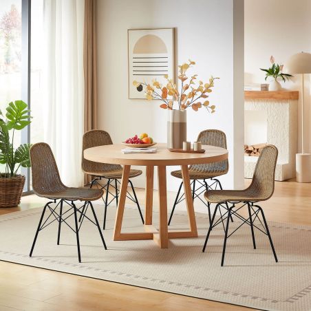 Chaise tressée naturel avec pieds Eiffel - Bornéo