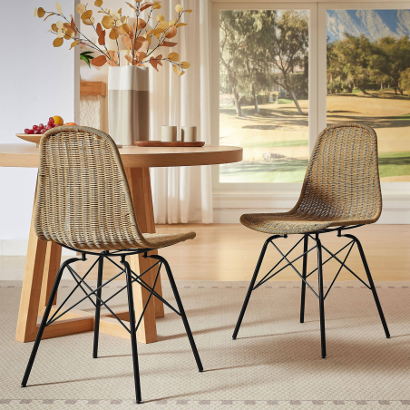 Chaise tressée exotique avec pieds noirs - Bornéo