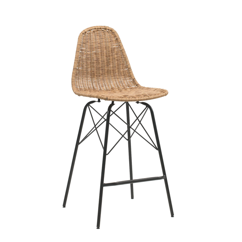 Tabouret ethnique avec pieds noirs - Java