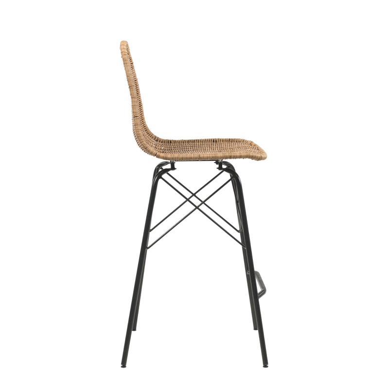 Tabouret tressé naturel avec pieds noirs - Java