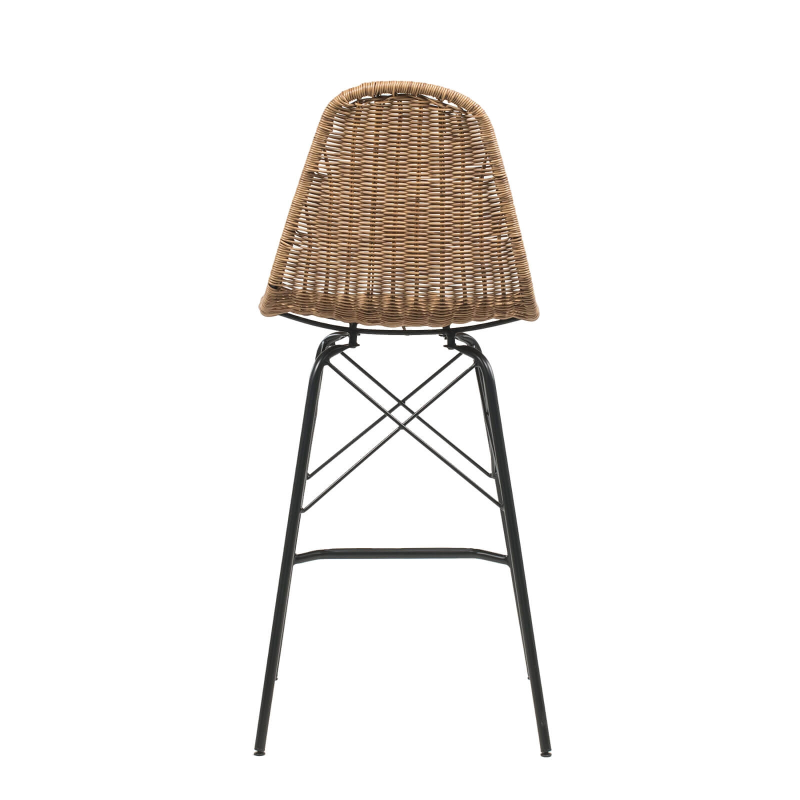 Tabouret naturel ethnique avec pieds Eiffel - Java