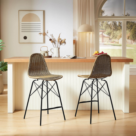 Tabouret bohème avec pieds noirs - Java