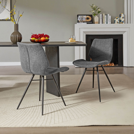 Chaise grise en tissu style vintage - Iberis