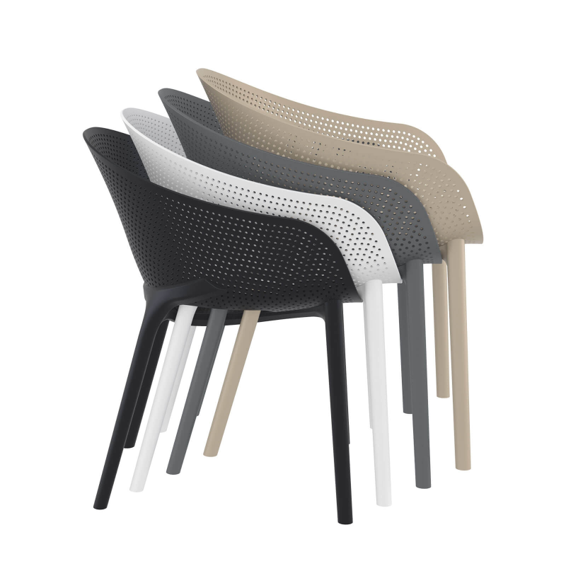 Fauteuil moderne empilable avec coque microperforée en poypropylène - Sky Pro