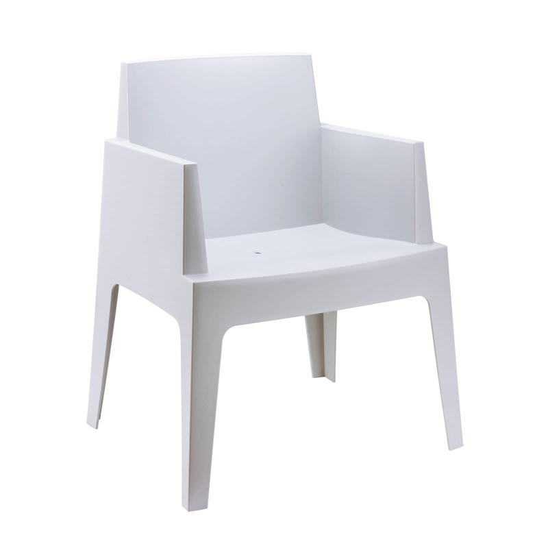Fauteuil moderne en polypropylène gris argent - Box