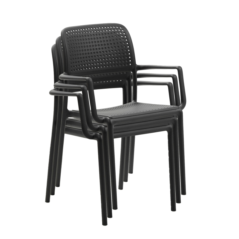 Fauteuil d'extérieur en polypropylène anthracite - Bora