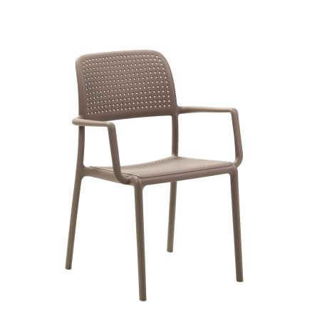 Fauteuil d'extérieur en polypropylène taupe - Bora
