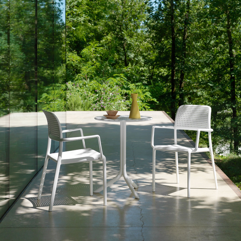 Fauteuil d'extérieur en polypropylène blanc - Bora