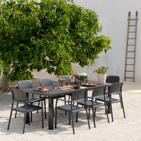 Fauteuil d'extérieur en polypropylène anthracite - Bora