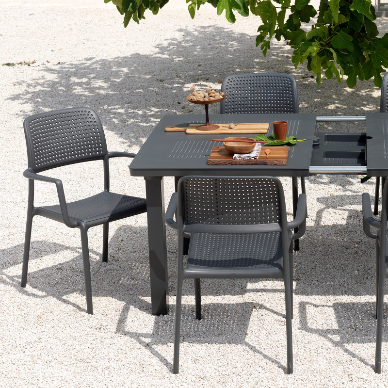 Fauteuil d'extérieur en polypropylène anthracite - Bora