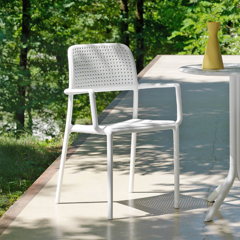 Fauteuil d'extérieur en polypropylène blanc - Bora