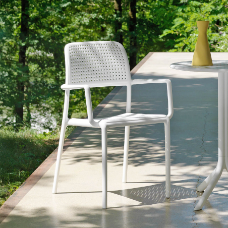 Fauteuil d'extérieur en polypropylène blanc - Bora