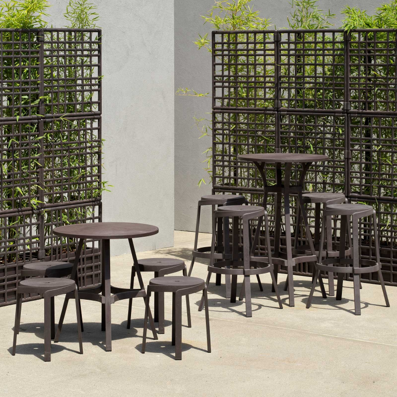 Table de jardin ronde écologique marron - Combo