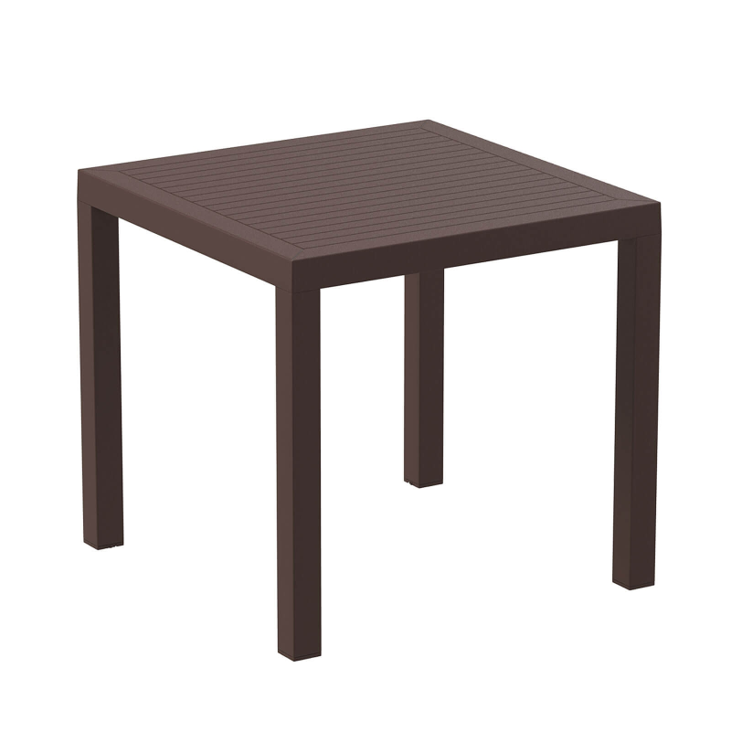 Table de terrasse carrée en plastique marron - Ares