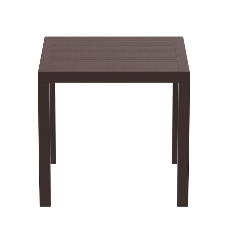 Table de terrasse carrée en plastique marron - Ares