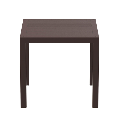 Table de terrasse carrée en plastique marron - Ares