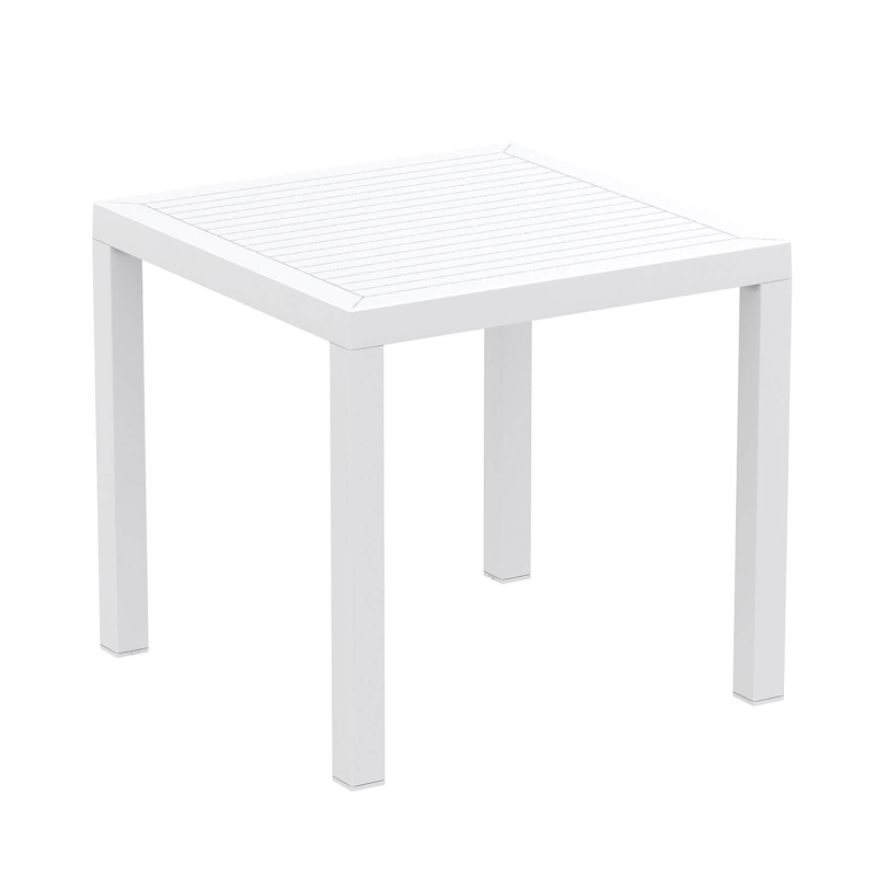 Table de terrasse carrée en polypropylène blanc - Ares