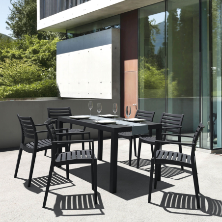 Table de terrasse rectangulaire en résine noire - Ares