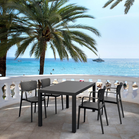 Table de terrasse rectangulaire en résine noire - Ares