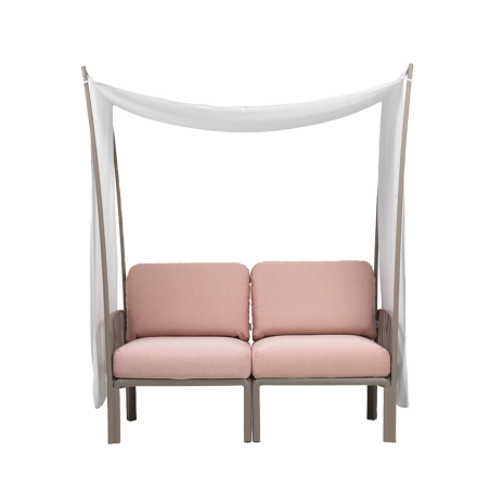 Canapé de jardin rose avec voile d'ombrage fabriqué en Italie - Komodo ombra 2